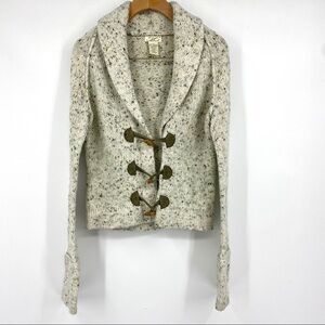 Kenji Natural confetti knit lambswool toggle cardi